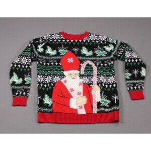 Ugly Christmas Sweater Blizzard Bay Woman Santa Candy Cane Red Sz S